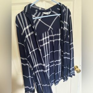 Navy/white plaid flannel shirt